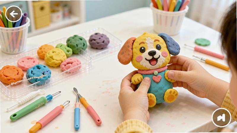 �߲���԰�����ֹ��̳̽��棬����չʾһ˫С�������ò�ɫ��Ƥ�����ƿ�ͨС���������ϰڷ��Ÿ�����ɫ�Ĳ���͹��ߣ������ɾ����࣬����������ͻ���ֹ���������Ȥ