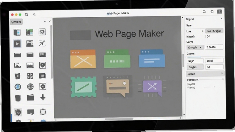 Web Page Maker ��������չʾ������������������קʽ��ҳԪ�أ���������壬�Ҳ�����������������ɫ����ˬ����ƽ����Ʒ����Ļ��ͼ�ʸ�