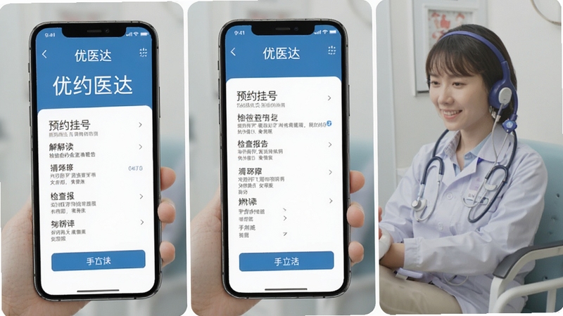 优医达 预约挂号 检查报告 解读 手机 界面 图
