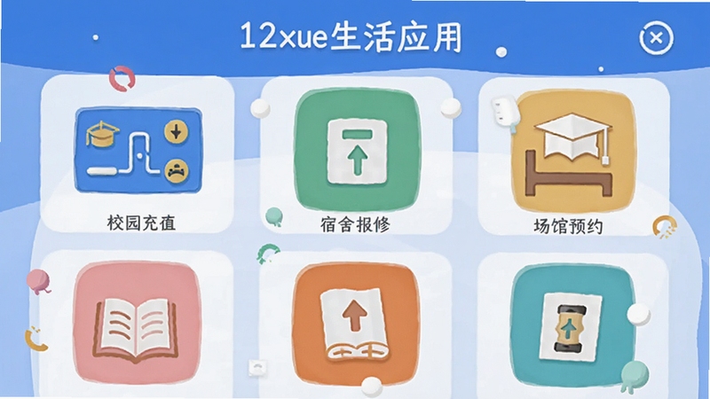 12xue����Ӧ��������չʾУ԰����ֵ�����ᱨ�ޡ�����ԤԼ�ȶ������ͼ���������еı�ƽ���廭���
