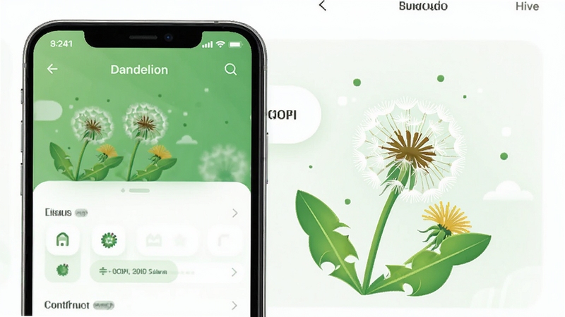 Dandelion 蒲公英 轻量应用 手机存储空间优化 简洁界面 绿色清新风格 科技插画