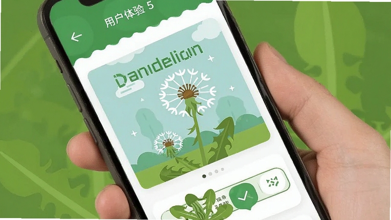 Dandelion 蒲公英 扁平化界面设计 手机操作 功能分区清晰 用户体验 绿色主题