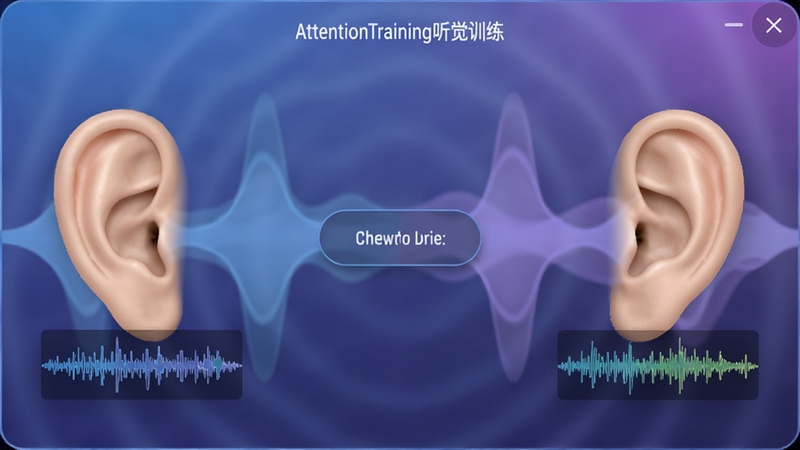 AttentionTraining����ѵ�����棬���Ҷ��ֱ���ֲ�ͬƵ������ͼ�Σ�������ѡ��ť������Ϊ���������ɢͼ��������ɫ��Ϊ���Ͻ��䣬ͻ��������ʶ����