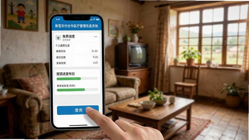����ũ�����ҽ�ƹ�����Ϣϵͳ�ƶ��˲�ѯ���棬����Ϊ�ֻ���Ļ��ʾ���˽ɷѼ�¼�뱨������������ָ���ڵ����ѯ��ť������Ϊũ���ͥ����������������ܰ��Ȼ