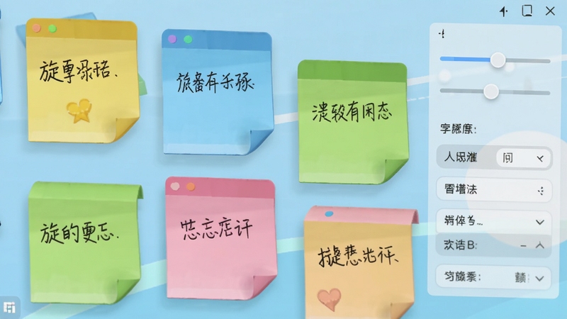 ���������ǩ������ý�����д������չʾ�����ͬ��ɫ�ı�ǩ���������������ϣ��л�ɫ����ɫ����ɫ����ɫ�ȣ�ÿ����ǩ��д�м�̵ı������֣������Ҳ���͸���ȵ��ڻ������������ѡ����廭���������£��ʺ���������վչʾͼ��2D��Ⱦ���