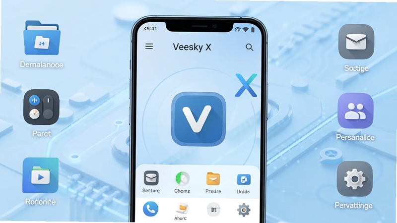 һ����׿�ֻ���Ļ����չʾ Veesky X ���������棬����ɾ���࣬��Χ�����ļ���������ݿ��ء����Ի����õ�ͼ��Ԫ�أ�����Ϊ��͵�ǳ������Ƽ��磬���幹ͼͻ����������ȫò������ϸ�ڣ����� Boogu ģ������