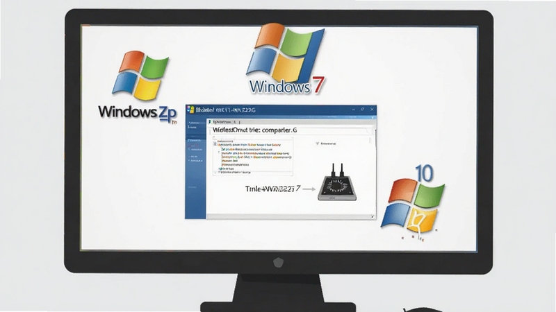 һ̨������Ļ��ͬʱչʾWindows XP��Windows 7��Windows 10����ϵͳlogoΧ�������TL-WN322G��������������װ�������У�������Ϊ��ƽ���Ƽ��廭������Ϊ����ɫ��ͻ����ϵͳ���ݵ��ص㣬����Booguģ������