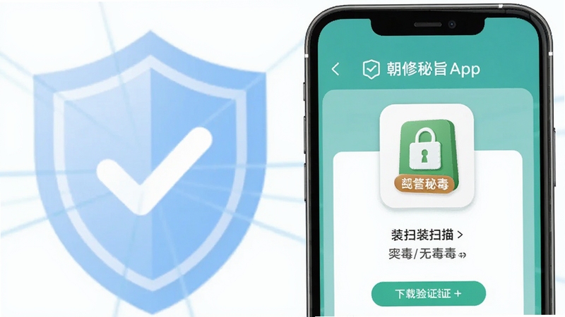 ������ּApp��ȫ������֤ʾ��ͼ����������Ϊ�ֻ���Ļ��ʾ��װ��ɨ���޶����棬����Ϊ����ɫ������Թ�ͼ�꣬��������죬ͻ����ȫ�ɿ�