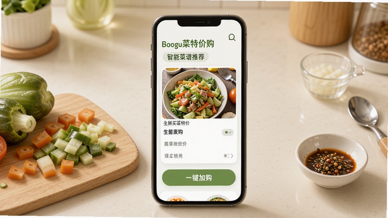 ��������ؼ۹����ܲ����Ƽ����棬�ֻ���Ļ��ʾ���׿�Ƭ��һ���ӹ���ť�����������кõ��߲˺͵����룬����Ϊ�װ�ɫ����̨�棬��ܰ�Ӽҷ������Booguģ������