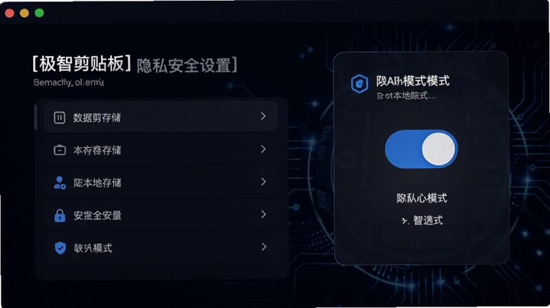 ���Ǽ�������˽��ȫ���ý��棬����չʾ����ѡ������˽ģʽ���أ�����Ϊ��ɫ�Ƽ��н��棬ǿ�����ݱ��ش洢�밲ȫ��������