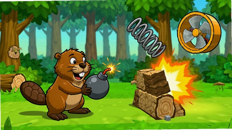 Rumble Beavers����ʹ�ó�����һֻ�����ֳ�ը��׼������ǰ�����ϰ���Ա��е��ɺͷ��ȵ���Ư��������Ϊ��ͨ����ɭ�ֿյأ�ɫ������