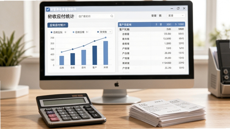 �ƹܼҽ�����ֿ��������������˽��棬����չʾӦ��Ӧ��ͳ��ͼ����ͻ�Ƿ����ϸ�б�����Ļǰ������һ̨��������һ��Ʊ�ݣ�����Ϊ����İ칫���棬ɫ����ͣ�ͻ������������Ͻ��У�����Booguģ������