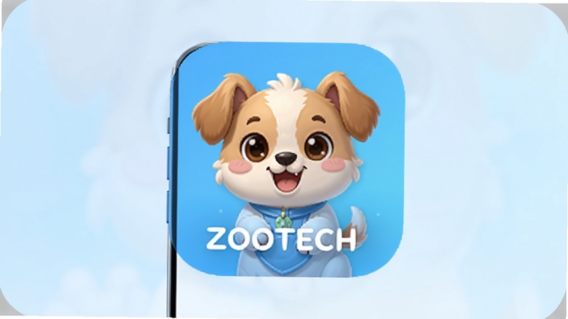 ZOOTECH Ӧ��ͼ�����ֻ�����չʾ����������Ϊһֻ�ɰ��Ŀ�ͨ�������ֻ���Ļ������Ϊ��͵�ǳ��ɫ���䣬���������¼�࣬ͻ�����ܳ����������
