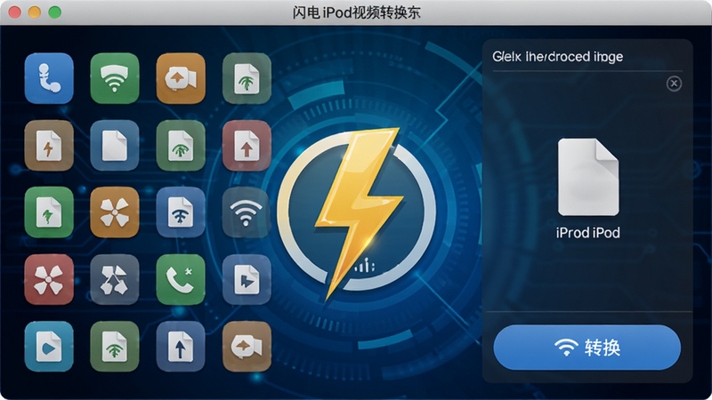 ����չʾ����iPod��Ƶת����������������д���������Ϊ��ʽ�б�ͼ��ǽ���Ҳ�Ϊ�ļ���ק�����ת����ť����Ļ������һ����Ŀ������ͼ�꣬����Ϊ����ɫ�Ƽ��н��䣬������Ϊ��ƽ��UI���չʾͼ��ͻ������ת�����Ӿ����ܣ�������������iPod��Ƶת���������ɼ�