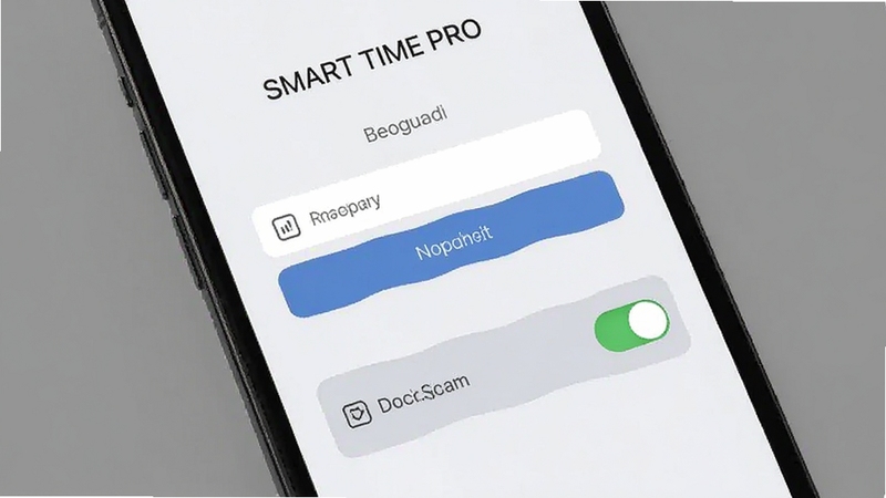 SMART TIME PRO 数据同步设置界面,画面为手机屏幕特写,展示账号登录与同步开关,背景为简约灰色调,突出设置项清晰,适合Boogu模型生成