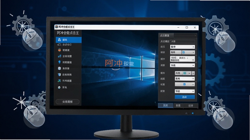 ��������չʾһ̨Windows������ʾ������Ļ�г��ְ���ȫ�ܵ�������������棬�������Ϊ���ܲ˵������Ҳ�Ϊ�������������壬����Ϊ����ɫ�Ƽ��н��䣬��Χ���ư�͸���������ͼ�������Ԫ�أ���������רҵ���ֱ���1920x1080������Booguģ������