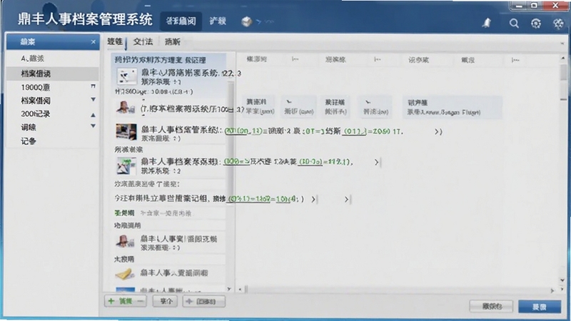 鼎丰人事档案管理系统档案借阅流转记录界面截图