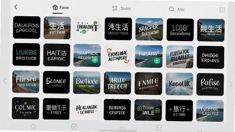 免费水印AI相机 海量水印模板库界面,手机屏幕显示网格状排列的水印模板缩略图,涵盖工作、生活、旅行等多种类别,界面整洁,背景为浅灰色,突出模板丰富多样