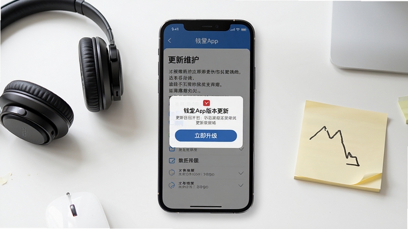 Ǯ��App�汾������ʾ�������ֻ���Ļ������ʾ������־������������ť������Ϊ���İ�ɫ�칫���棬�Ա߷��ö������ǩֽ��ͻ������ά�����ճ���