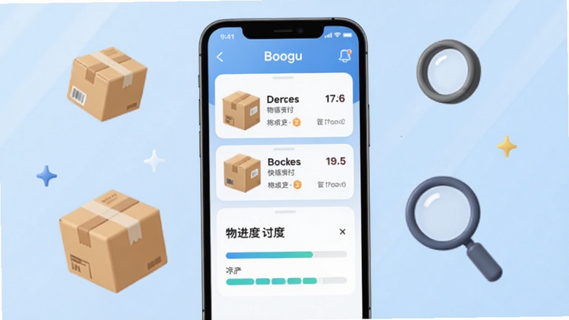 ��ݰ�����ȡ��ѯApp������չʾ���ֻ���Ļ������ʾ�����б�������������������Ϊǳ��ɫ���䣬��ΧƯ�����ֽ����Ŵ�ͼ�꣬�����������죬�ʺ�Booguģ������