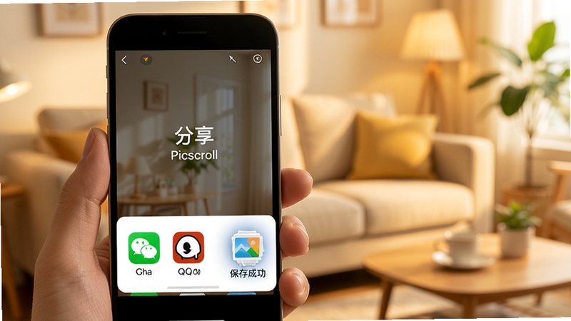 Picscrollһ�������뱣�湦��չʾ���������ֻ���Ļ��ʾ��ͼ��ɽ��棬�·����������˵�����΢�š�QQ��ͼ�꣬ͬʱ���ͼ�������ʾ����ɹ�������Ϊ��ܰ�ľӼһ����黯������ɫ����ů������ͻ����ݷ����뱣������