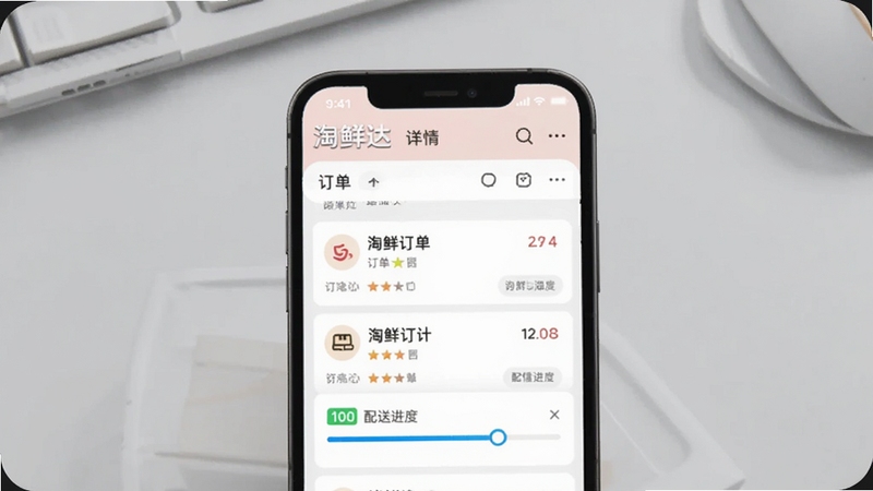 ���ʴﶩ��������棬��������Ϊ�ֻ���Ļ��ʾ�����б������ͽ�����������Ϊǳ��ɫ����̨�棬�������ִ�������Booguģ������