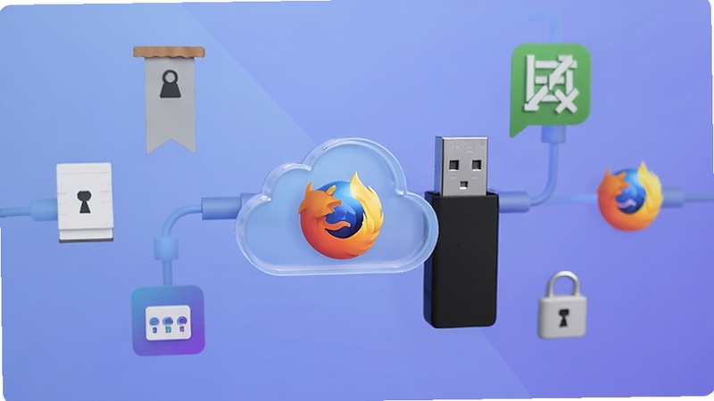 Portable Firefox ��������Я����������������չʾһ��͸����ͬ��ͼ����U�̲��У���Χ������ǩ����ʷ��¼��������������ͼ�꣬����Ϊ��͵�����ɫ�������ֿ��豸�޷��νӵı������