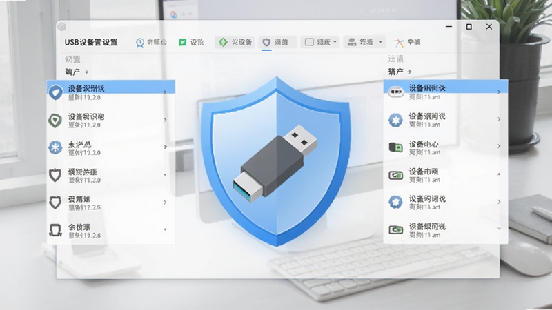 USB�������ػ�������������USB�豸�ܿ�������壬��������չʾһ��U��ͼ�걻��ɫ���Ʊ�������Χ�����豸ʶ���б�������Ϊǳ��ɫ�칫���棬���������