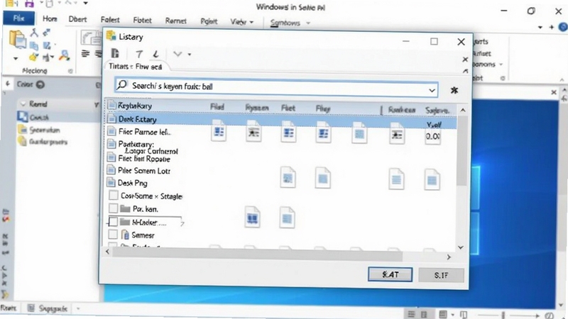 Listary 在 Windows 文件保存对话框中的集成效果,搜索框内输入关键词后,文件列表自动过滤并高亮匹配项,背景为典型办公软件界面,体现无缝集成与高效操作