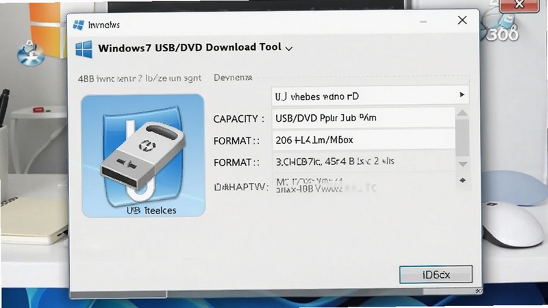 Windows7 USB/DVD Download Tool �Զ�ʶ�� U ���豸����ʾ�豸��Ϣ�Ľ����ͼ�������� U ��ͼ��������Ա���ʾ�������ʽ��Ϣ������Ϊ����ɫ�칫���滷��