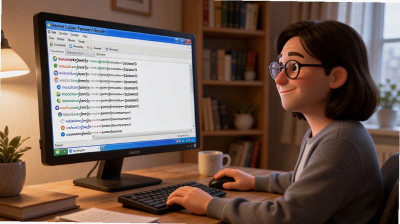 һλ�û����ڵ���ǰ����Ļ�ϴ�Internet Explorer Password Revealer������������������ʾ��һ������վ��ַ�Ͷ�Ӧ���������룬�û�����������죬�������дʵ���ůɫ���ƹ⣬�������࣬�����Ǽ�ͥ�鷿������ͻ���һ����������ɸ�