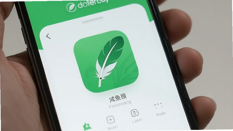 咸鱼搜 轻量简洁 无广告 羽毛图标 清爽界面 手机屏幕 绿色健康主题