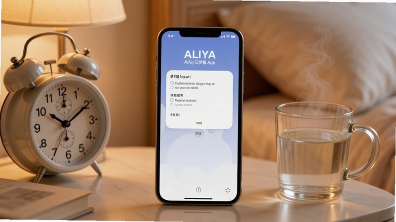 Aliya������App�������ͼ���峿���һ������ֻ���Ļ��ʾ�����ξ�������Ա������Ӻ�һ����ˮ������ɫ����ů��ͣ�ǿ�����ټ�¼��ʹ�ó���