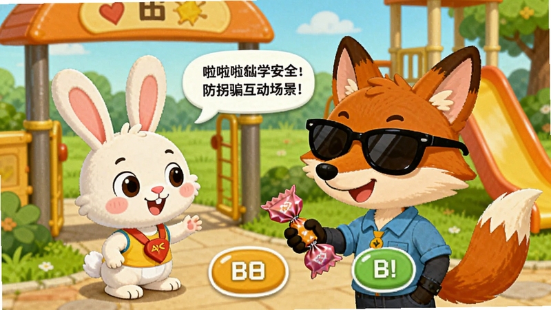 ��ѧ��ȫ ����ƭ����������ͼ ���������ǿ�ͨС����վ�ڹ�԰�ſ� һ����ī���ĺ��������ǹ����� ��������ɫ�ݵغͻ��� �����������Ե�ѡ��ť����ʾ���� ����ɫ����ů���� ��ͯ�廭���