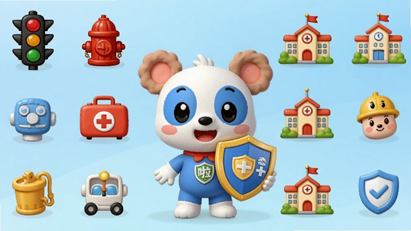 ��ѧ��ȫ �����ⰲȫ֪ʶͼ�꼯�� �����������������������Ű�ȫ���� ��Χ�����Ž�ͨ�źŵ� ����˨ ������ У԰������Сͼ�� ����Ϊǳ��ɫ���� ͼ�����Բ��ͨ��� ���岼����������
