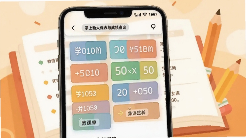 �����´�α���ɼ���ѯ���棬�ֻ���Ļչʾ��ɫ�γ̸�����ɼ����б�������Ϊ�鱾��Ǧ�ʵĳ���廭��ɫ����ů����