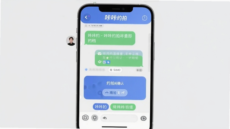 ����Լ�ļ�ʱ������棬������չʾ�Ի�������Լ��ʱ��ȷ�Ͽ�Ƭ������Ϊ����ɫ���챳����ͻ����ͨԼ������������Լ��Ʒ��Ԫ��