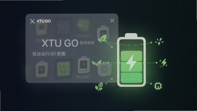 XTU GO �͹��ĺ�̨����ʾ��ͼ������Ϊ�ֻ���͸������������ͼ����ϣ�����Ϊ��ɫ���䣬���ͼ�귢������̹⣬��Χ����ϸС�Ľ��ܷ��ţ����崫��ʡ�����ȶ����Ӿ����ܣ����� Boogu ģ������