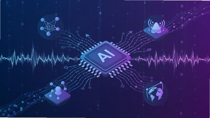 ��ӰAIԶ�̿���AI�������书�ܸ���ͼ�����������������źŲ���Ϊ���壬����ΪAIоƬͼ�꣬��Χ���Ʋ�ͬ���糡��ͼ�꣬ɫ�������Ͻ���Ϊ��������������Ƽ���