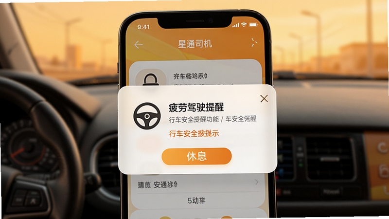 ��ͨ˾�� �г���ȫ���ѹ��ܽ��棬�ֻ���Ļ����ƣ�ͼ�ʻ���ѵ��������з�����ͼ�����Ϣ��ʾ���֣�����Ϊ��ů�ĳȻ�ɫ�������崫�ﰲȫ�ػ�������Ԥ���Ĳ�Ʒ����