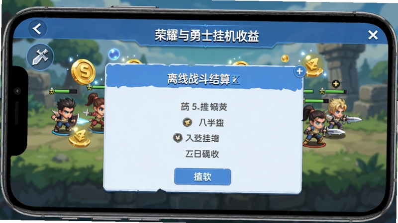 ��ҫ����ʿ�һ�������棬�ֻ���Ļ��ʾ����ս��������壬��ɫ�ڱ������Զ�ս������Χ�н���뾭�����Ʈ������������ˬ��ɫ��������Ϊ����ͻ���������еķ�Χ