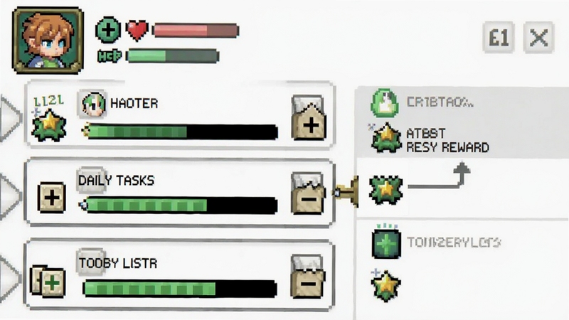 Habitica ��Ϸ���������������д��չʾϰ�ߡ�ÿ������ʹ����б���ÿ�������Ա��мӺż��Ű�ť�ͽ���������ɫͷ�������Ͻ���ʾ�ȼ�������ֵ�����ط��ͼ���׺��䣬����ɾ�������ͻ�������뽱����������ϵ