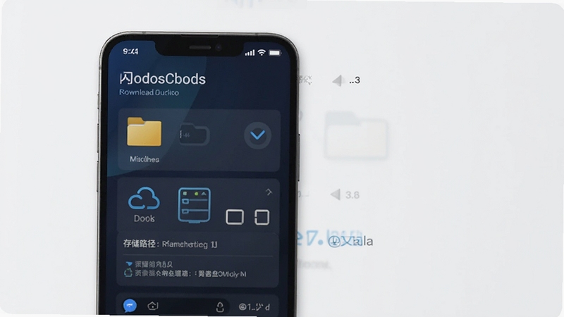 闪存云盘文件管理界面截图,展示下载文件夹和存储路径信息,手机屏幕亮色主题,背景简洁