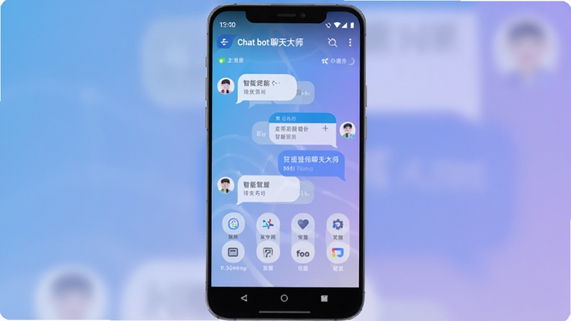 һ����ΪChat bot�����ʦ�İ�׿�ֻ�Ӧ�������棬λ�ڻ������룬����Ϊ��͵����Ͻ����Ч������չʾ���ܶԻ������빦��ͼ�꣬�������ִ���࣬����Booguģ������