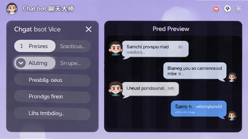 Chat bot�����ʦ�Ľ�ɫ�趨���棬����չʾ����л�ѡ����Ԥ���Ի�������Ϊ������ɫ���䣬ͻ�����Ի����ܣ�����Booguģ������