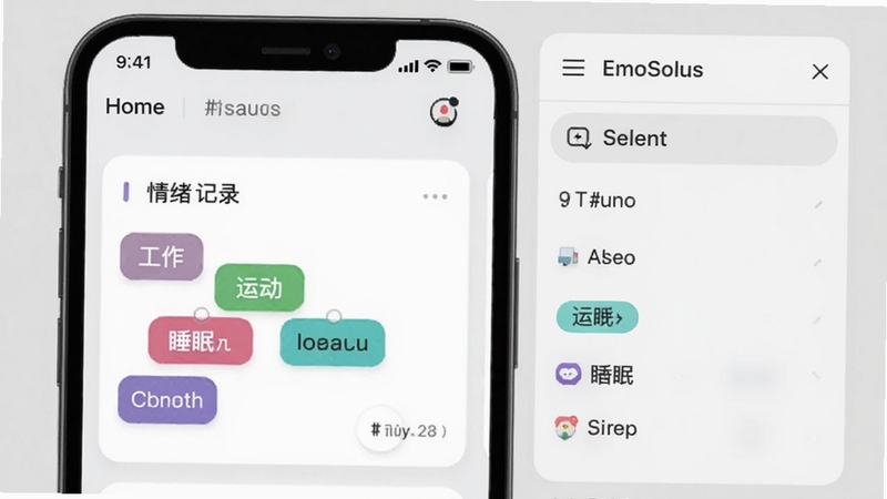 EmoSolus ��ǩ���¼���������ʾ��ͼ���ֻ���������ʾ������¼��Ƭ����Ƭ�ϸ��Ų�ɫ��ǩ�繤�����˶���˯�ߵȣ��Ա���ɸѡ��壬����Ϊǳ��ɫ������ͻ����ǩ���Ӿ����������߼�