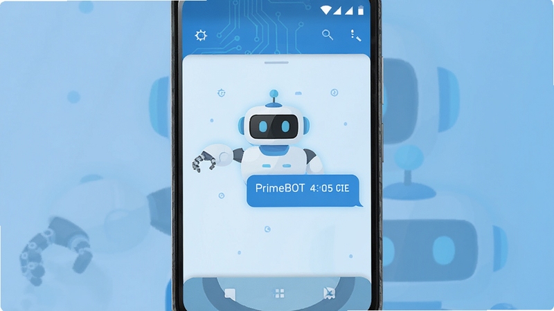 PrimeBOT ���ܶԻ����� ��׿Ӧ�ý��� �Ƽ���ɫ�� �ֻ���Ļչʾ �����˶Ի����� ����ִ���� ��ƽ����� ���й�ͼ ��ͽ��䱳�� ����ϸ��