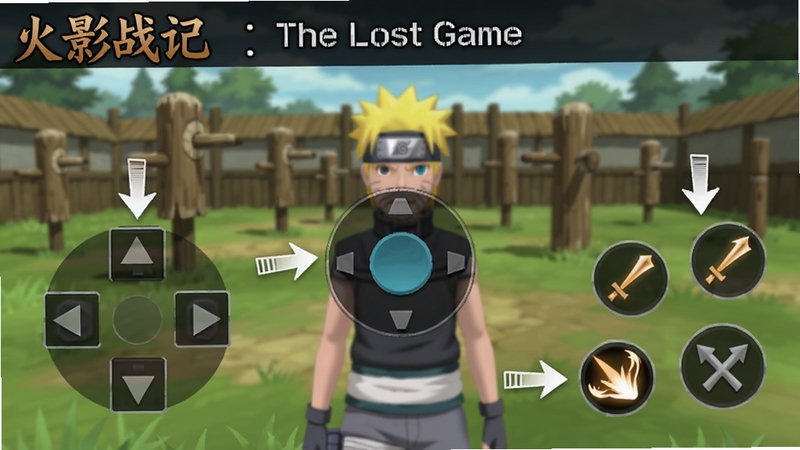 ��Ӱս�� : The Lost Game���ֽ�ѧ���棬��������Ϊ����ҡ�˲�����ʾ�������ʾ��������Ҳ���ʾ�����뼼�ܰ�ť������Ϊѵ����ľ׮��ݵأ�������а�͸����ɫ�������ɫָʾ��ͷ