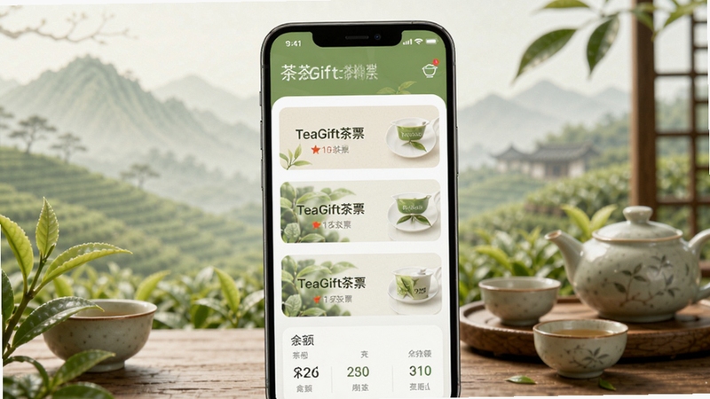 TeaGift��ƱӦ��������չʾ����������Ϊ�ֻ���Ļ����Ļ�ڳ��ֲ�Ʊ��Ƭ�б���������������Ϊ���Ų�ɽ����Ԫ�أ�����ɫ��������Ȼ������Booguģ�����ɡ�