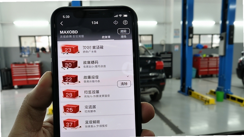 MAXOBD ��������Ͻ��棬�ֻ���Ļ�г������������Ŀ���������壬�Ա��������ť������Ϊ����ά�޳��价����������������